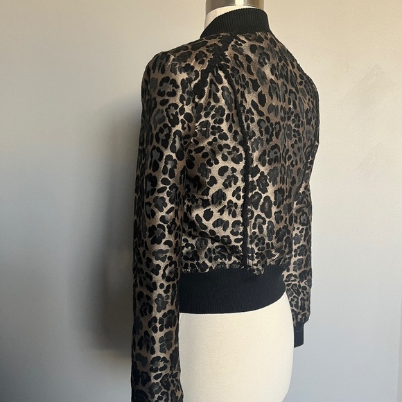 NWT Cache Leopard Cheetah Animal Print Jacquard Fringe Cocktail‎ Bomber Jacket S - Picture 4 of 11